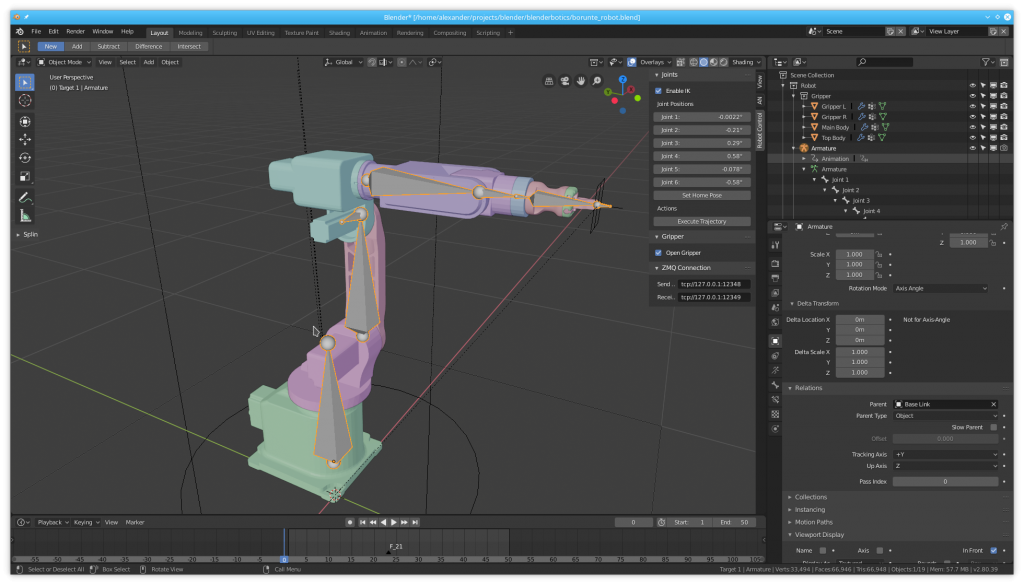 Robot armature in Blender