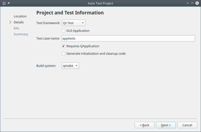 Project and Test Information Wizard Settings